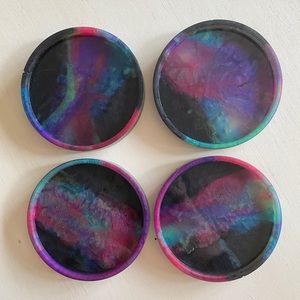Handmade galaxy pour resin coaster set